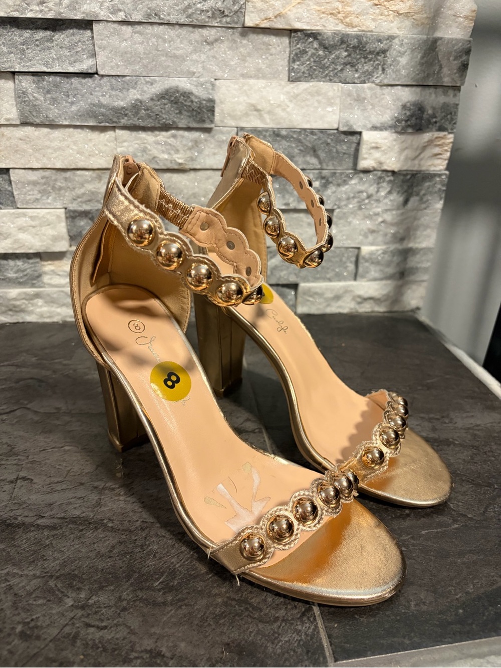 Jessica Carlyle Rose Gold Studded Heels